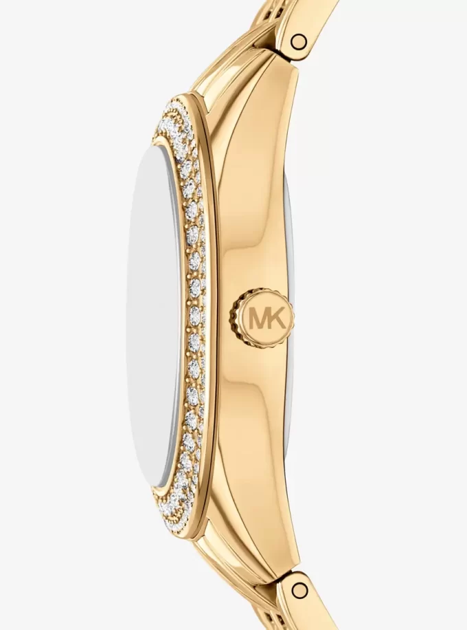 Mini Harlowe Pavé Goldfarbenes Uhren- und Schmuckset Mini Harlowe Pavé Goldfarbenes Uhren- und Schmuckset