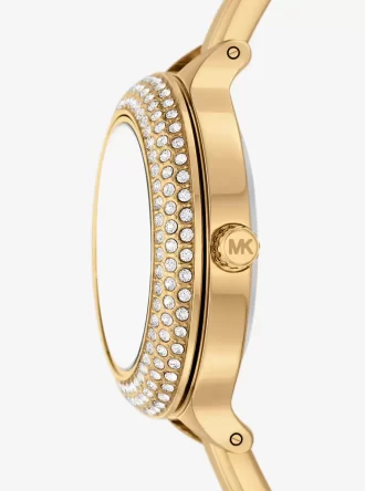 Mini Izzy Pavé Goldfarbene Uhr und austauschbares Lünetten-Set