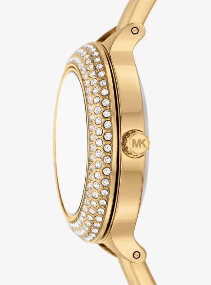 Mini Izzy Pavé Goldfarbene Uhr und austauschbares Lünetten-Set