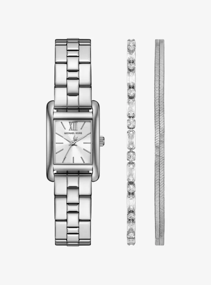 Mini Monroe Silberfarbenes Uhren- und Schmuck-Geschenkset