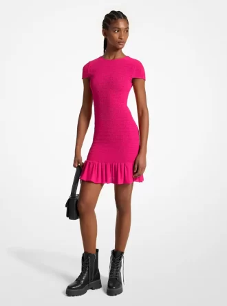 Minikleid aus Georgette mit Smokdetails