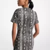 Minikleid aus Leder mit Schlangenprägung