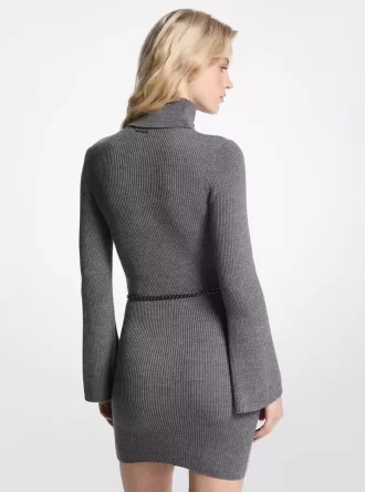 Minikleid aus Wollmischung mit Gürtel