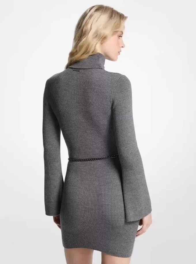 Minikleid aus Wollmischung mit Gürtel Minikleid aus Wollmischung mit Gürtel