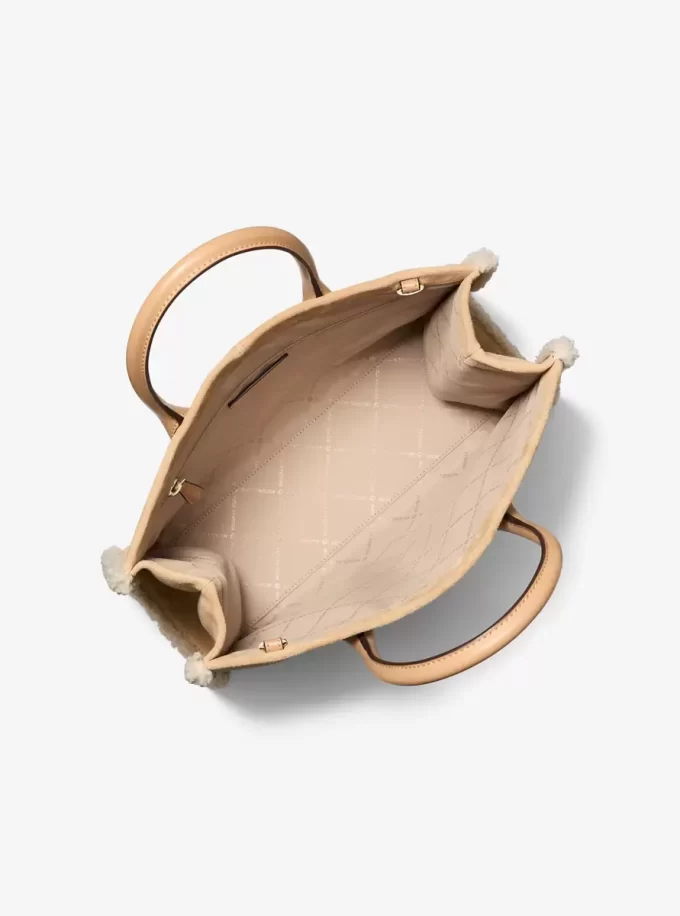 Mirella Tragetasche aus mittelgroßem Wildleder und Kunstfell