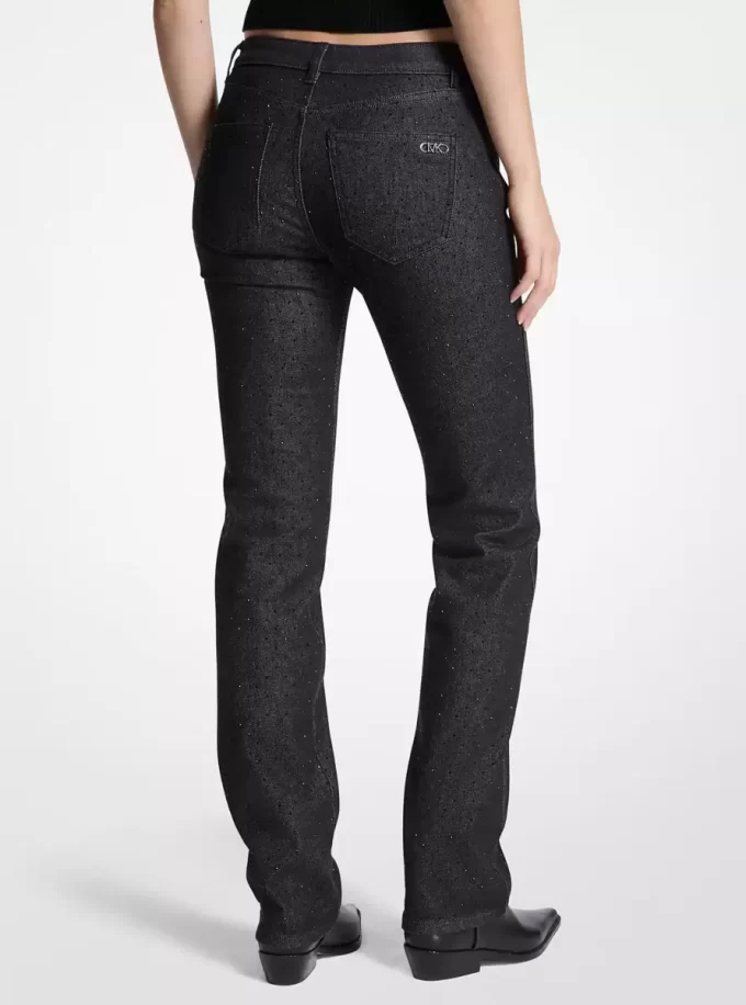Nietenbesetzte Stretch-Denim-Zigarettenjeans