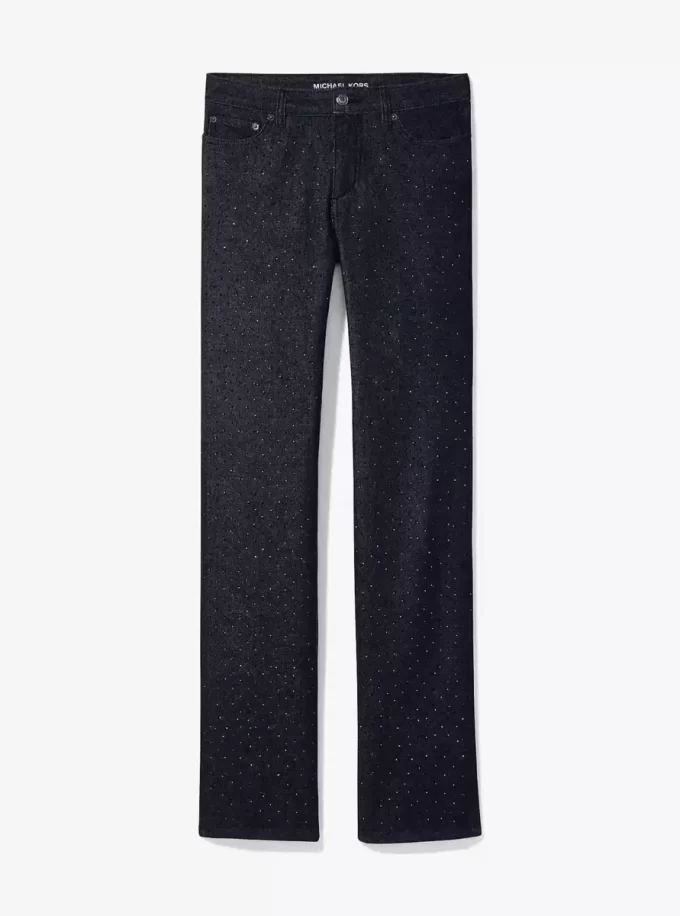 Nietenbesetzte Stretch-Denim-Zigarettenjeans