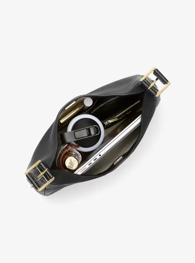 Nolita Große Hobo-Schultertasche aus genarbtem Leder