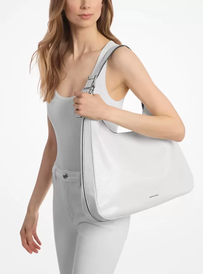 Nolita Große Hobo-Schultertasche aus Leder mit Schlangenprägung Nolita Große Hobo-Schultertasche aus Leder mit Schlangenprägung