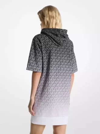Ombré-Hoodie-Kleid aus Baumwollfrottee mit charakteristischem Logo