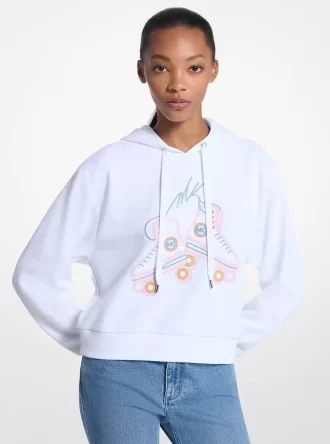 Paillettenbesetzter Hoodie aus Baumwollmischgewebe