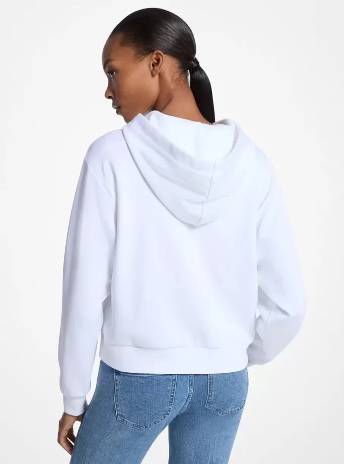 Paillettenbesetzter Hoodie aus Baumwollmischgewebe