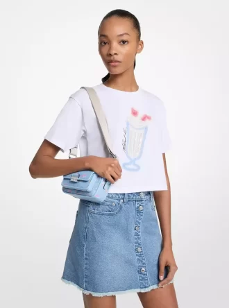 Paillettenbesetztes Baumwoll-T-Shirt mit Grafik