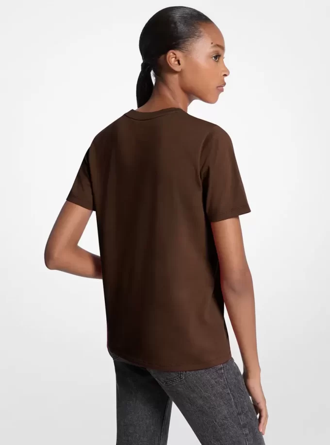 Paillettenbesetztes Logo-Baumwoll-T-Shirt Paillettenbesetztes Logo-Baumwoll-T-Shirt