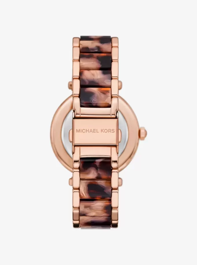 Parker Pavé Roségoldfarbene und Acetat-Uhr