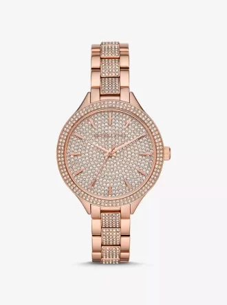 Pavé-Uhr in Roségold-Optik