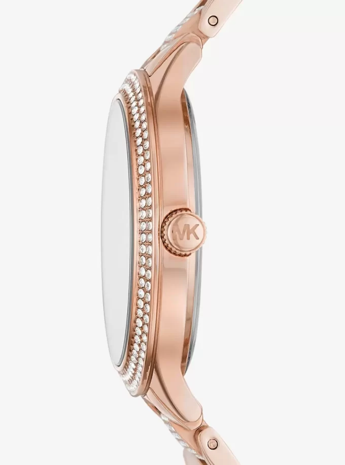 Pavé-Uhr in Roségold-Optik