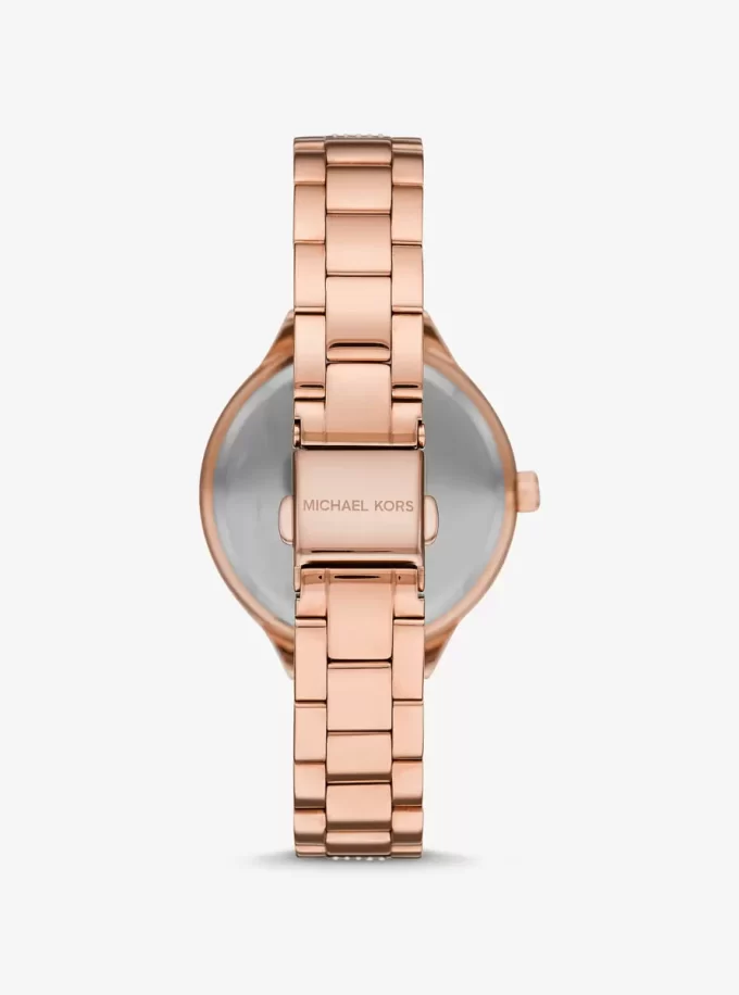 Pavé-Uhr in Roségold-Optik