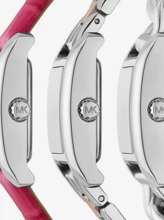 Petite Monroe Zweifarbiges Uhrenarmband-Set aus Leder mit Krokodilprägung