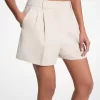 Plissierte Shorts aus Leinen und Baumwolle