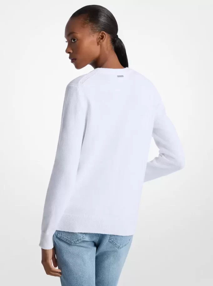 Pullover aus Baumwollmischgewebe mit Fransenherz Pullover aus Baumwollmischgewebe mit Fransenherz