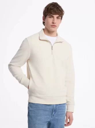 Pullover aus Baumwollmischgewebe mit halbem Reißverschluss