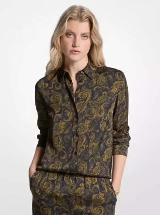 Pyjamahemd aus Satin mit Paisley-Muster