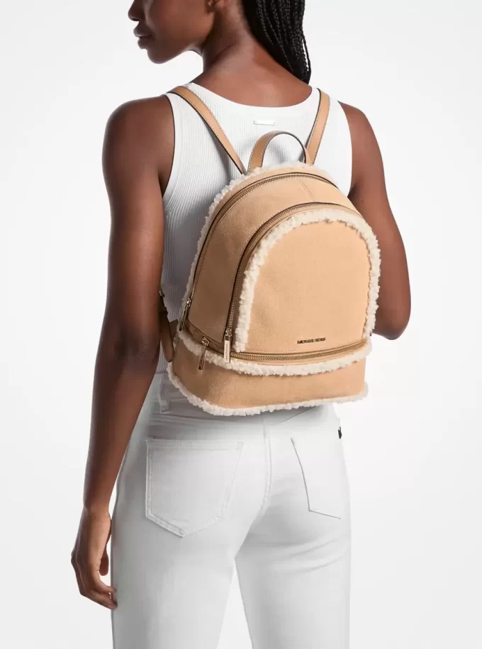 Rhea Rucksack aus Wildleder und Kunstfell (mittelgroß)