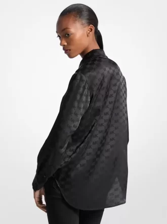 Satinhemd mit Logo-Jacquard-Muster