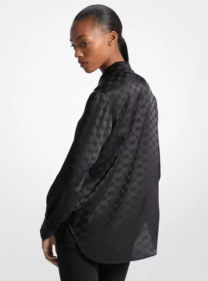 Satinhemd mit Logo-Jacquard-Muster