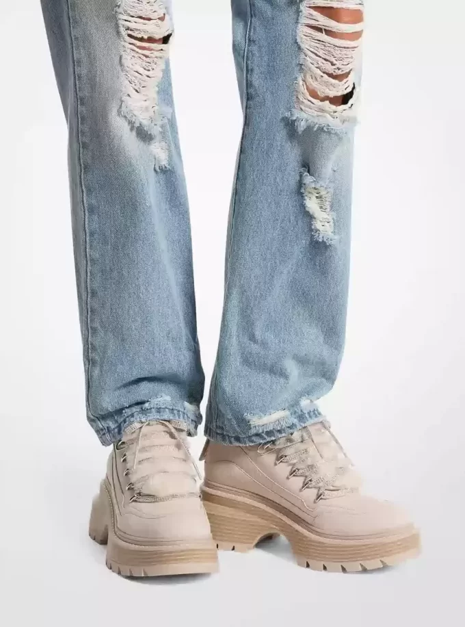 Shiloh Nubuk- und Kunstfell-Plateau-Stiefel