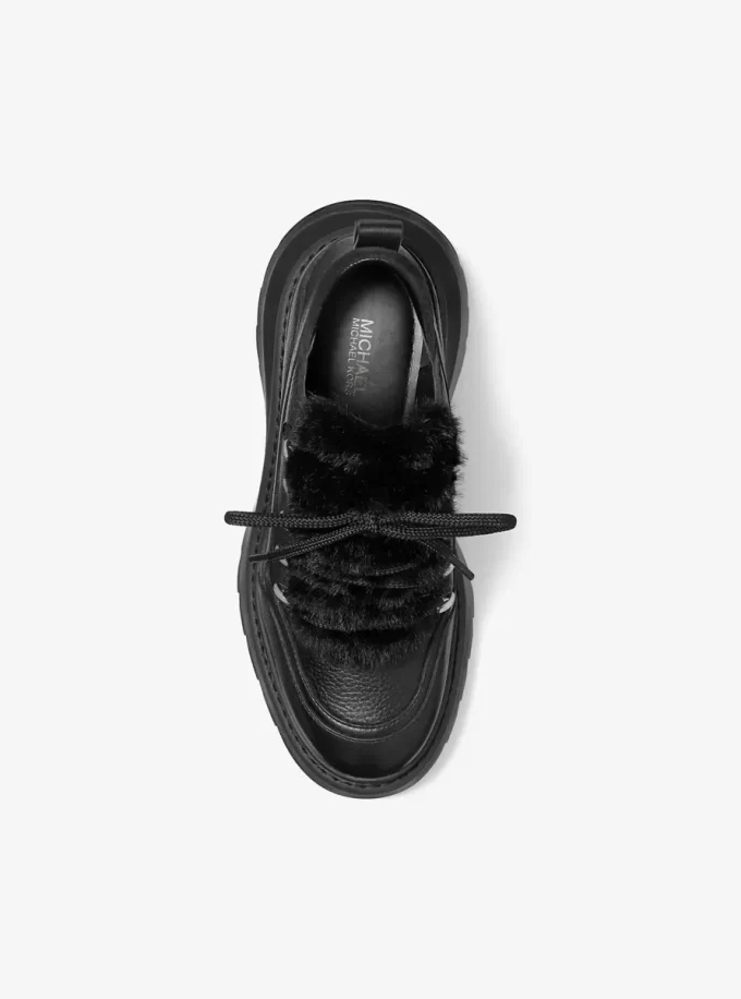 Shiloh Plateau-Stiefel aus Leder und Kunstfell Shiloh Plateau-Stiefel aus Leder und Kunstfell