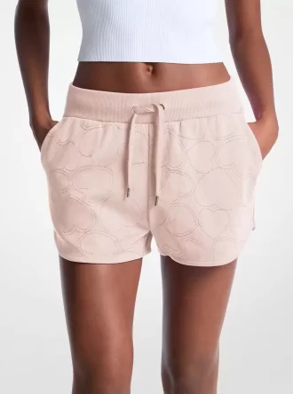 Shorts aus Baumwollmischgewebe mit Herzstickerei