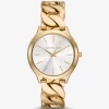 Slim Runway Gold-Tone Curb-Link Uhr
