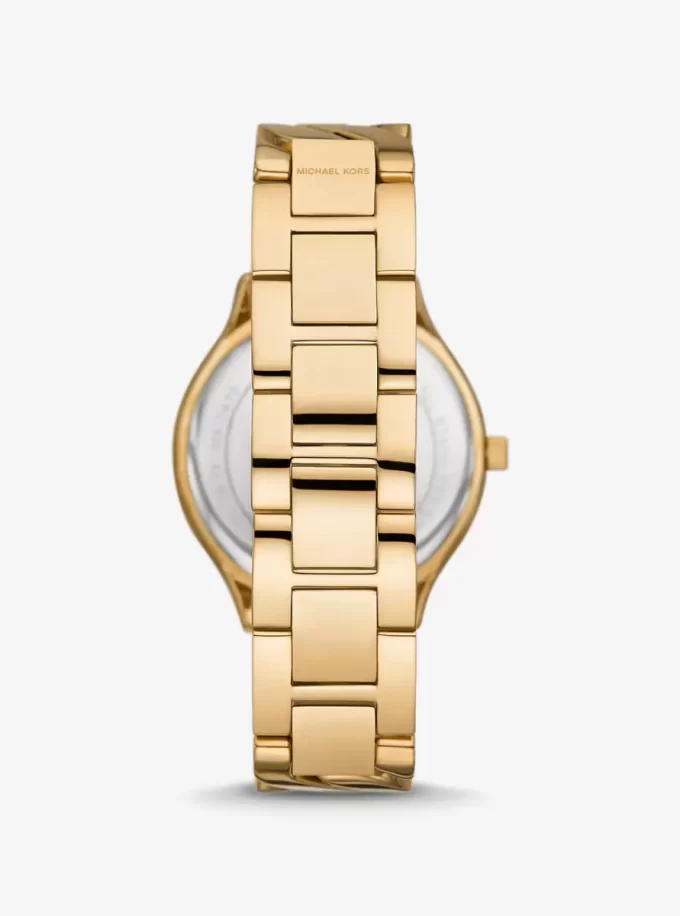 Slim Runway Gold-Tone Curb-Link Uhr
