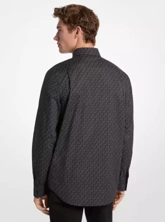 Stretch-Baumwollhemd mit charakteristischem Logo