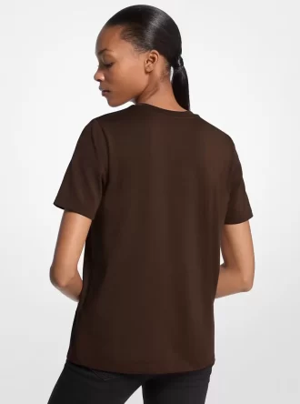 T-Shirt aus Bio-Baumwolljersey mit Logo-Anhänger und Nieten