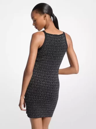 Tanktop-Kleid mit Metallic-Logo-Jacquardmuster