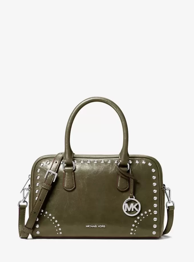 Thompson Medium Distressed Studded Satchel