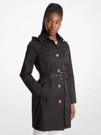 Trenchcoat mit Kapuze aus Baumwollmischgewebe