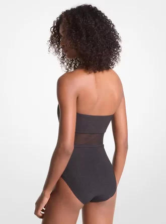 Trägerloser Badeanzug aus Stretch-Nylon mit Gürtel