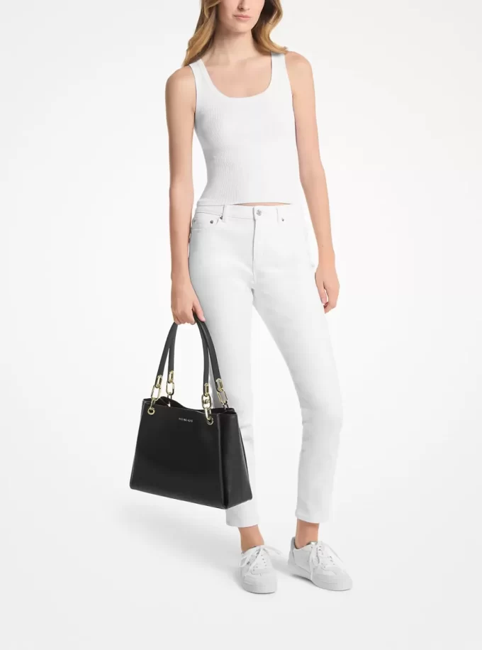 Trisha Große Schultertasche aus genarbtem Leder