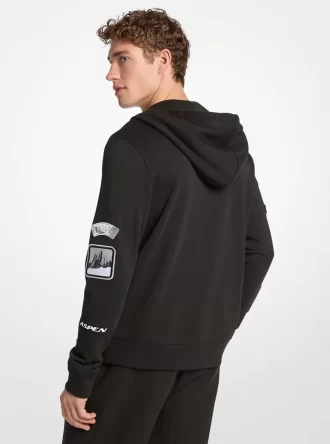 Verzierter Baumwoll-Kapuzenpullover mit Reißverschluss