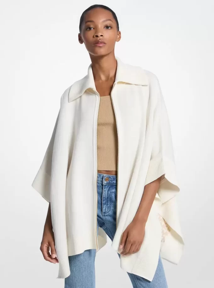 Wendbarer Poncho aus Baumwollmischgewebe mit Logo und Reißverschluss