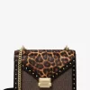 Whitney Schultertasche aus Kalbsfell mit Leopardenmuster und charakteristischem Logo