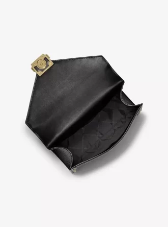 Whitney Schultertasche aus Kalbsfell mit Leopardenmuster und charakteristischem Logo