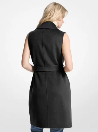 Wickelweste aus Wollmischgewebe mit Gürtel