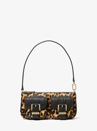 Zoe Small Leopard Print Kalbsfell-Pochette