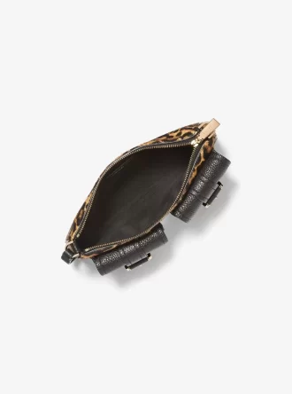 Zoe Small Leopard Print Kalbsfell-Pochette