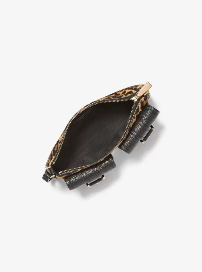 Zoe Small Leopard Print Kalbsfell-Pochette